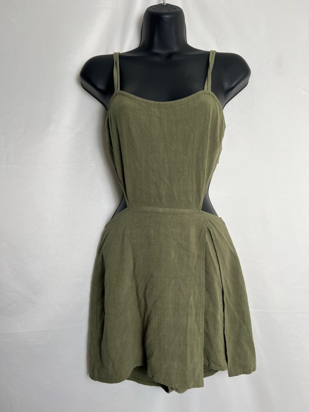 La Hearts Olive Green Strappy Cutout Mini Dress